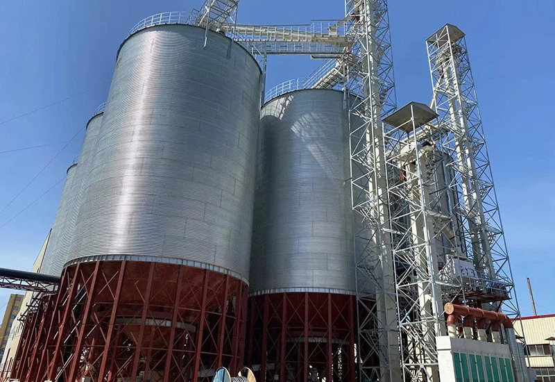 What are the storage conditions for grain steel plate silos?